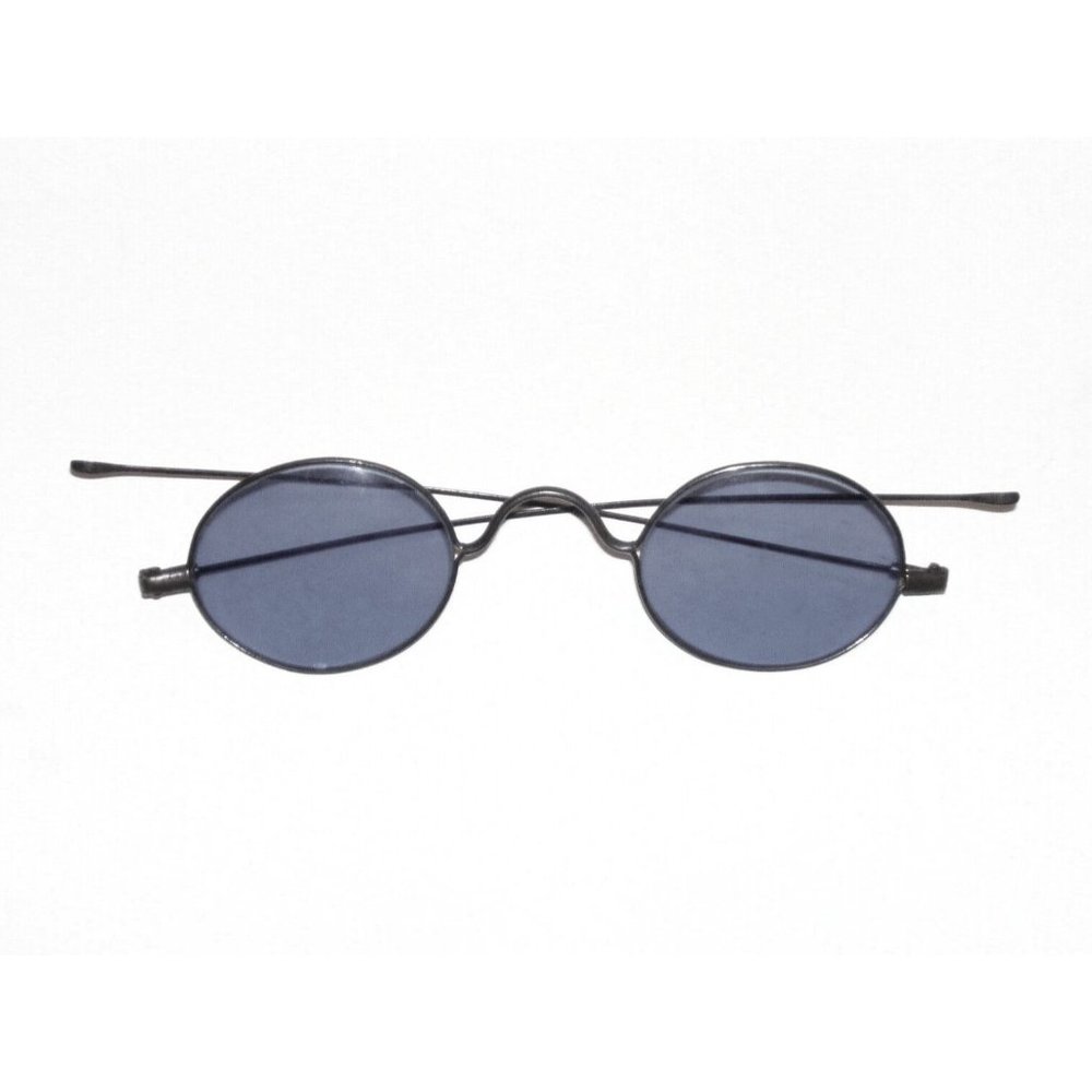 Antique Smoky Wire Rim Oval Sunglasses Civil War Glasses Vtg Old Gray Spectacles